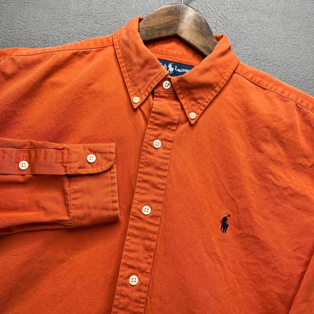 Polo Ralph Lauren Blake Shirt Mens L Orange Cotton Button Down